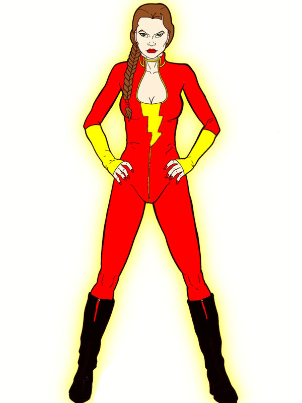 DC Red Lycra Spandex TV show Girl Shazam Cosplay Costume
